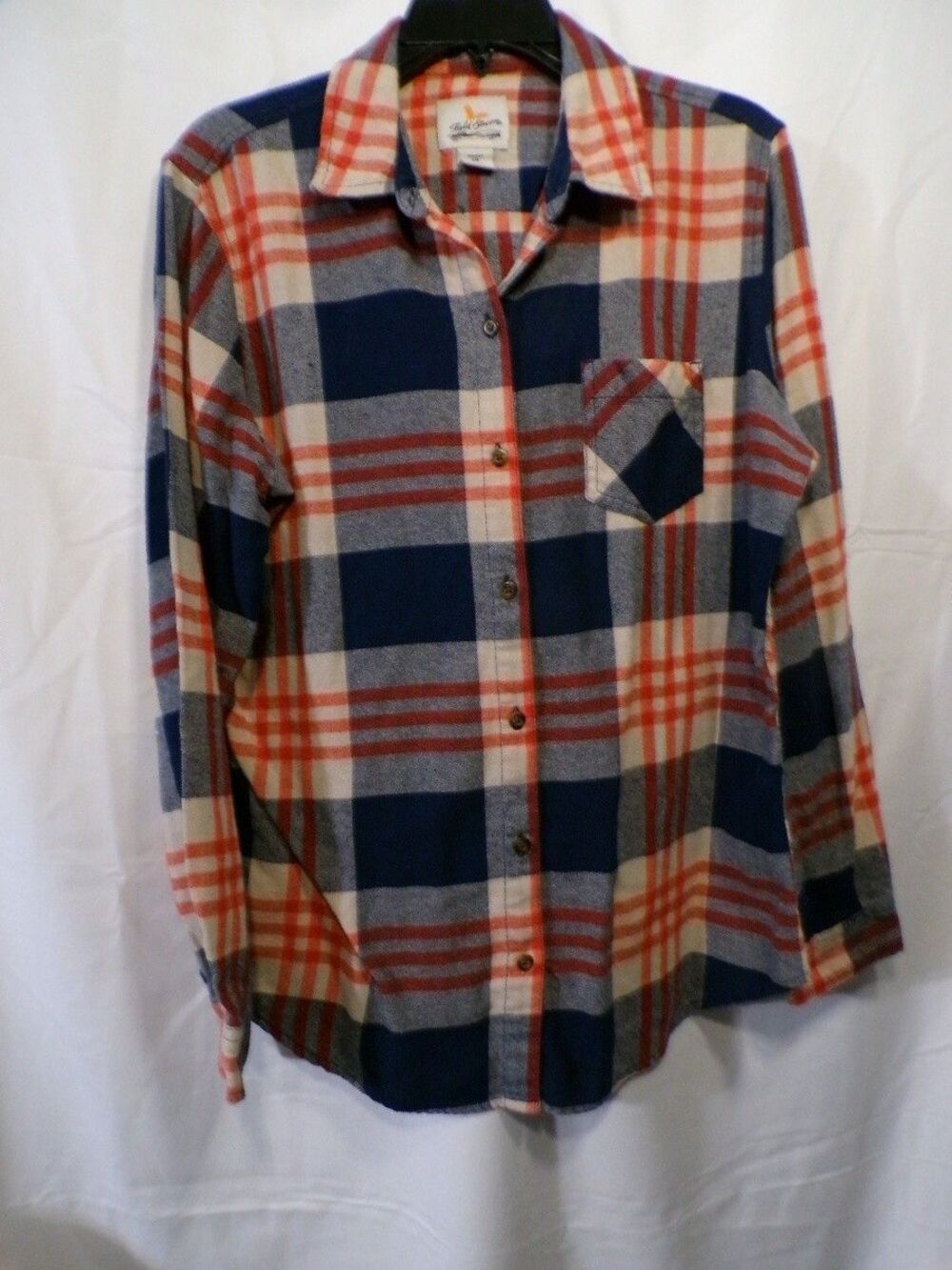 Field & Stream Women's Plaid Flannel Button-Up Shirt Large Long Sleeve